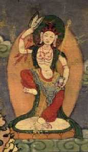 Offering Goddess, detail of image from www.tibetart.com