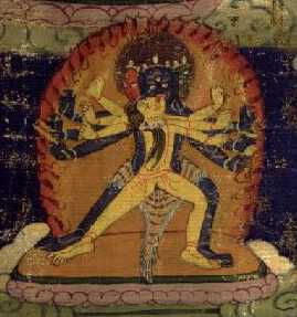 Vighnantaka and Stambhini; detail from tankha of www.tibetart.com