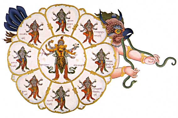 Garuda with lotus and Vaishni; from www.tibetdomani.com